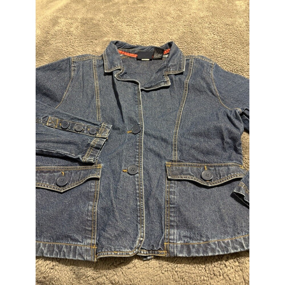 Vtg. 80s Bill Blass Jean Jacket / Denim Shirt Button Up Collar Pocket Size Large